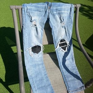 Blue Denim Ripped Jeans